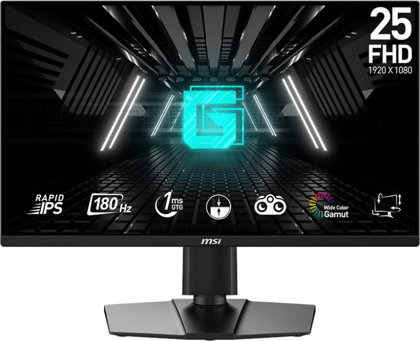  MSI G255PF E2 - 24.5", Fast IPS, 180 Hz, 16:9, 1920 x 1080, 1 ms, 2 x HDMI, DisplayPort, AMD FreeSync - 