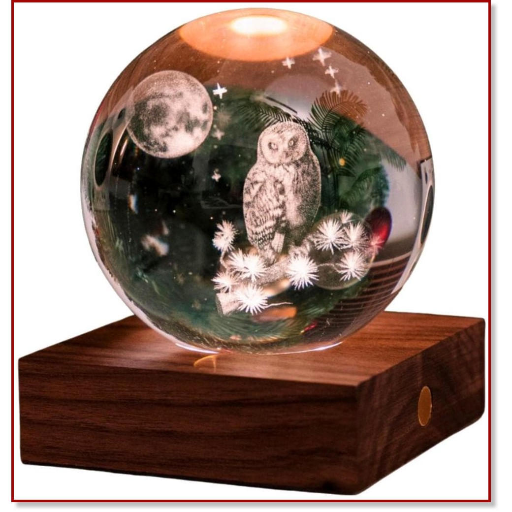   Gingko Owl Moon -   Amber Crystal Light - 