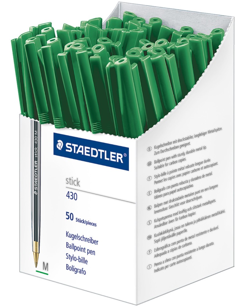 Зелени химикалки Staedtler Stick 430 M Зелени химикалки Staedtler Stick 430 M - 50 броя -