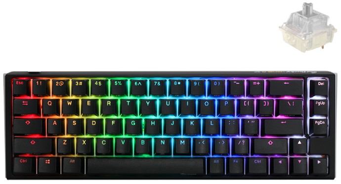    Ducky One 3 SF Classic - 65%,  USB  1.8 m, ANSI Layout, Hot-Swap, Cherry MX Clear RGB - 