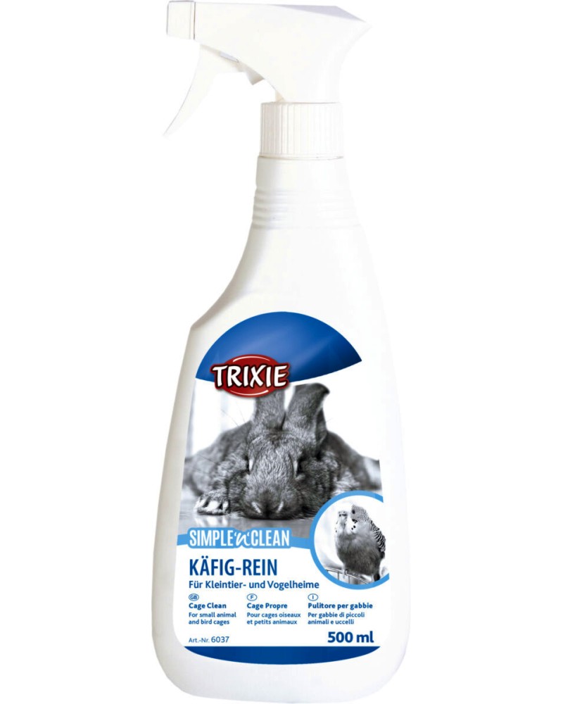 Препарат за почистване на клетки на птици и малки животни Trixie Simple'n'Clean Препарат за почистване на клетки на птици и малки животни Trixie Simple'n'Clean - 500 ml, с аромат на лимон - продукт