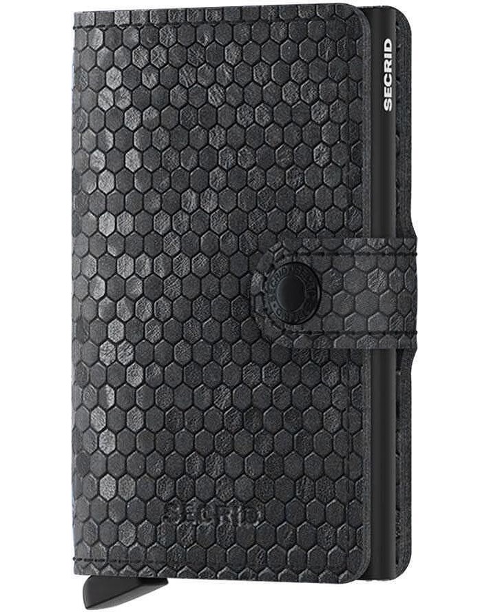 Вертикален мъжки портфейл SECRID Hexagon Black Вертикален мъжки портфейл SECRID Hexagon Black - С RFID защита, от серията Miniwallet -