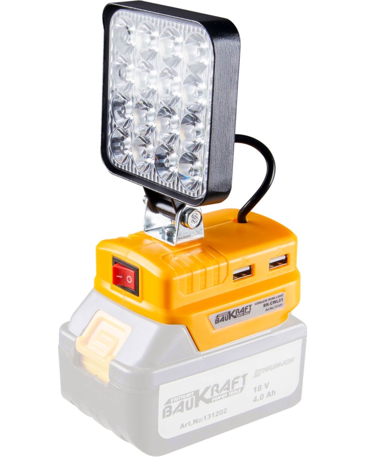 LED прожектор 18V Baukraft Solo BK-CWL01 LED прожектор 18V Baukraft Solo BK-CWL01 - С 16 LED диода, без батерия и зарядно -