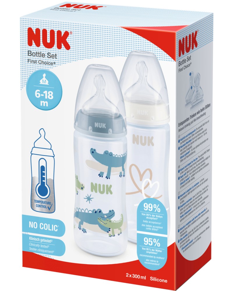   NUK Temperature Control - 2  x 300 ml,   First Choice+, 6-18  - 