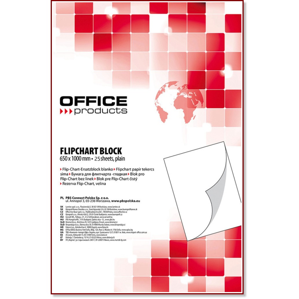 Блок за флипчарт с бели листове Office Products Блок за флипчарт с бели листове Office Products - 25 листа, 65 x 100 cm -