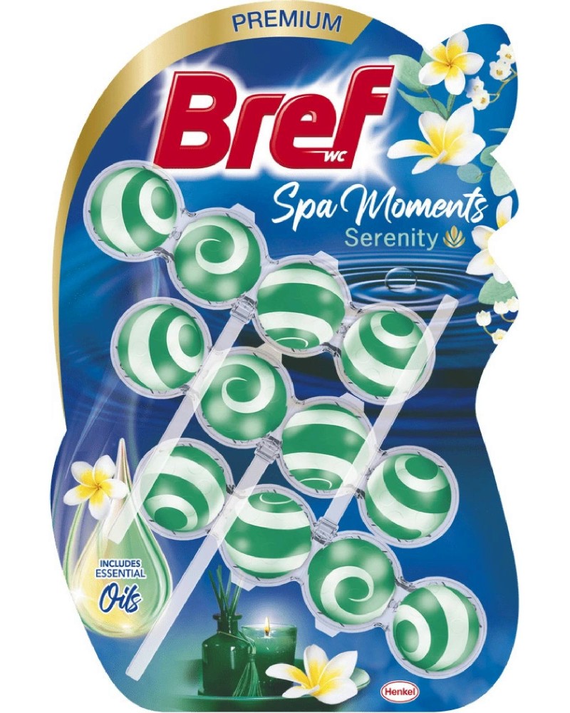 Тоалетно блокче Bref Spa Moments Serenity Тоалетно блокче Bref Spa Moments Serenity - 3 броя, с успокояващ аромат - продукт