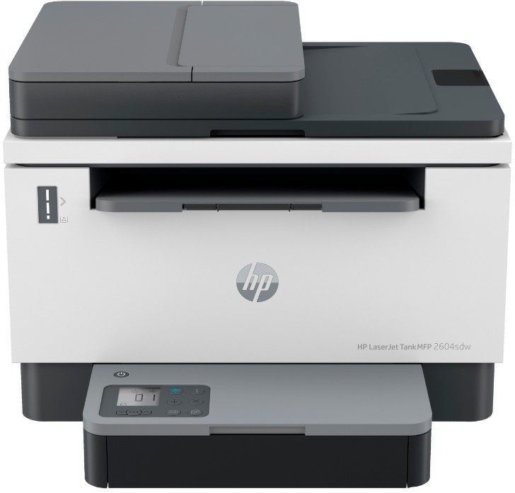 Лазерно мултифункционално устройство HP LaserJet Tank MFP 2604sdw Лазерно мултифункционално устройство HP LaserJet Tank MFP 2604sdw - Монохромен принтер / копир / скенер, 600 x 600 dpi, 22 pages/min, LAN, Wi-Fi, A4 -