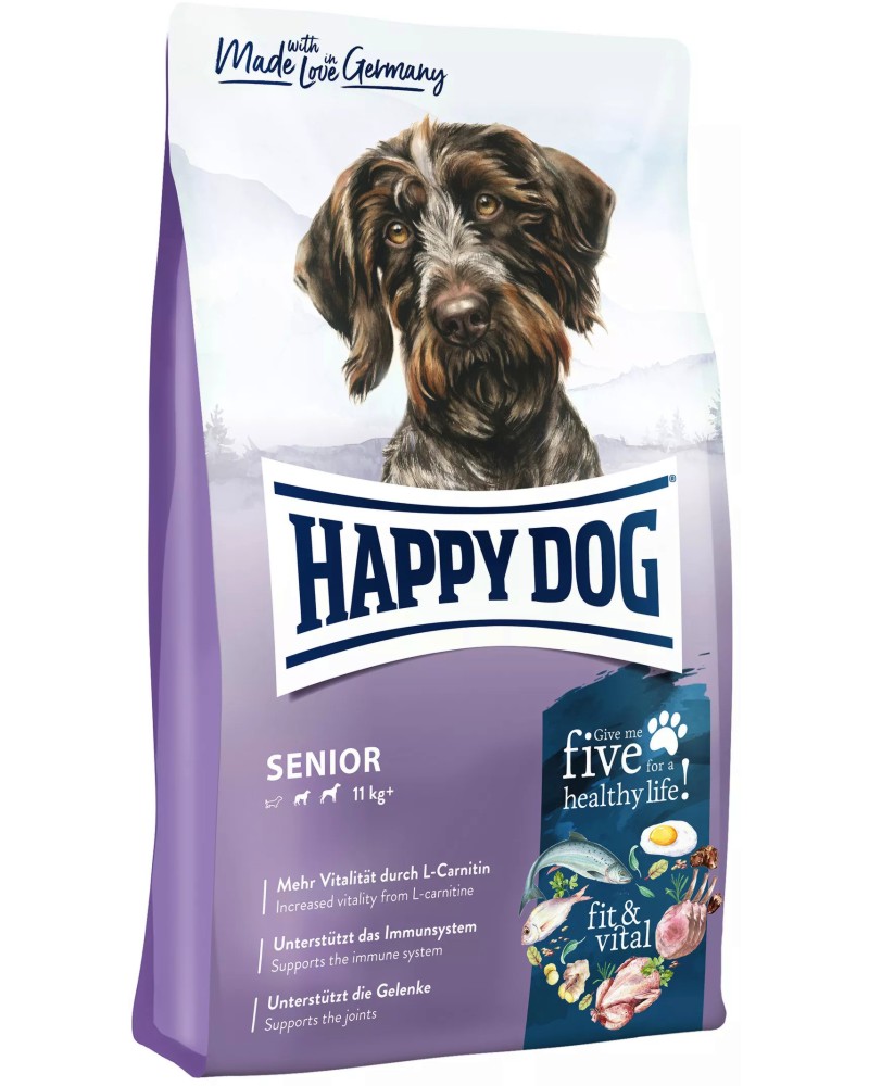Суха храна за кучета Happy Dog Senior Суха храна за кучета Happy Dog Senior - 1 ÷ 12 kg, от серията Fit and Vital, в напреднала възраст, до 11 kg - храна
