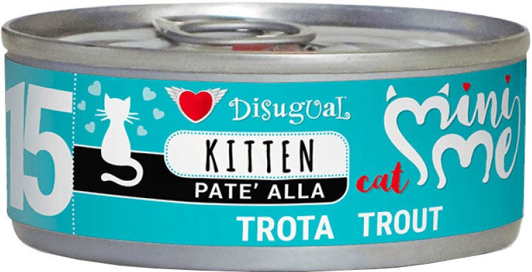 Пастет за котки Disugual Kitten Пастет за котки Disugual Kitten - 85 и 12 x 85 g, с пъстърва, от серията Mini Me, от 3 до 12 месеца - храна