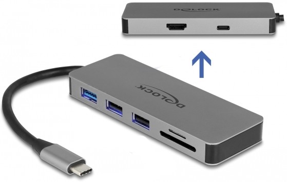   USB-C DeLock - 7  (1 x HDMI, 1 x USB 3.1 Gen 1, 2 x USB-A 2.0, 1 x USB-C PD, 1 x SD, 1 x microSD) - 