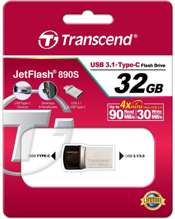 USB-C 3.1 ���� ����� 32 GB Transcend JetFlash 890 - ���������� � ������� ���������� - 