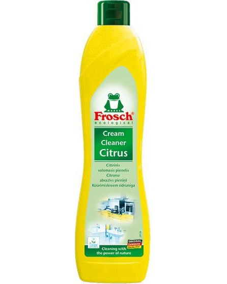 Абразивен почистващ препарат Frosch Абразивен почистващ препарат Frosch - 500 ml, с аромат на лимон - почистващ препарат