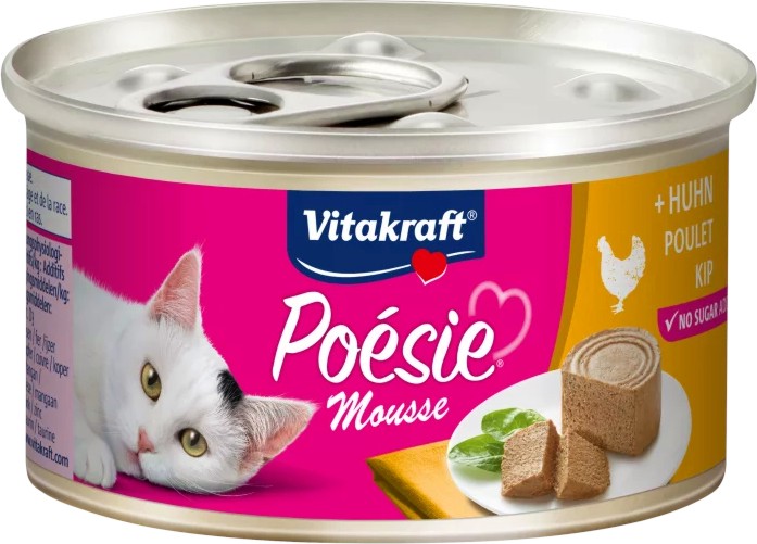 Мус за котки Vitakraft Mousse Мус за котки Vitakraft Mousse - 85 g, с пилешко, от серията Poesie - храна
