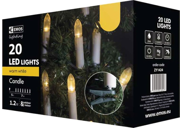Коледни LED лампички - свещи Emos ZY1424 Коледни LED лампички - свещи Emos ZY1424 - 20 броя с дължина 7 m -