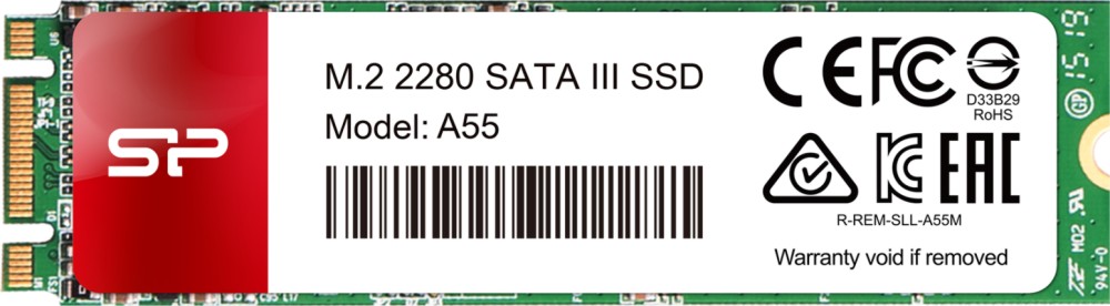SSD памет Silicon Power A55 SATA III M.2 SSD памет Silicon Power A55 SATA III M.2 - 128 GB, четене 560 MB/s, запис 530 MB/s -