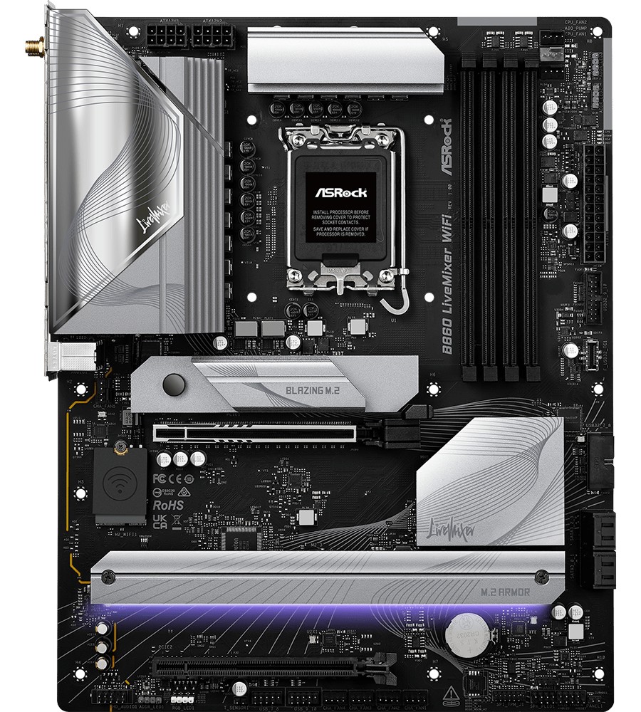 ����� ������ ASRock B860 LiveMixer WIFI 6E - LGA 1851, Intel B860, DDR5, ATX - 