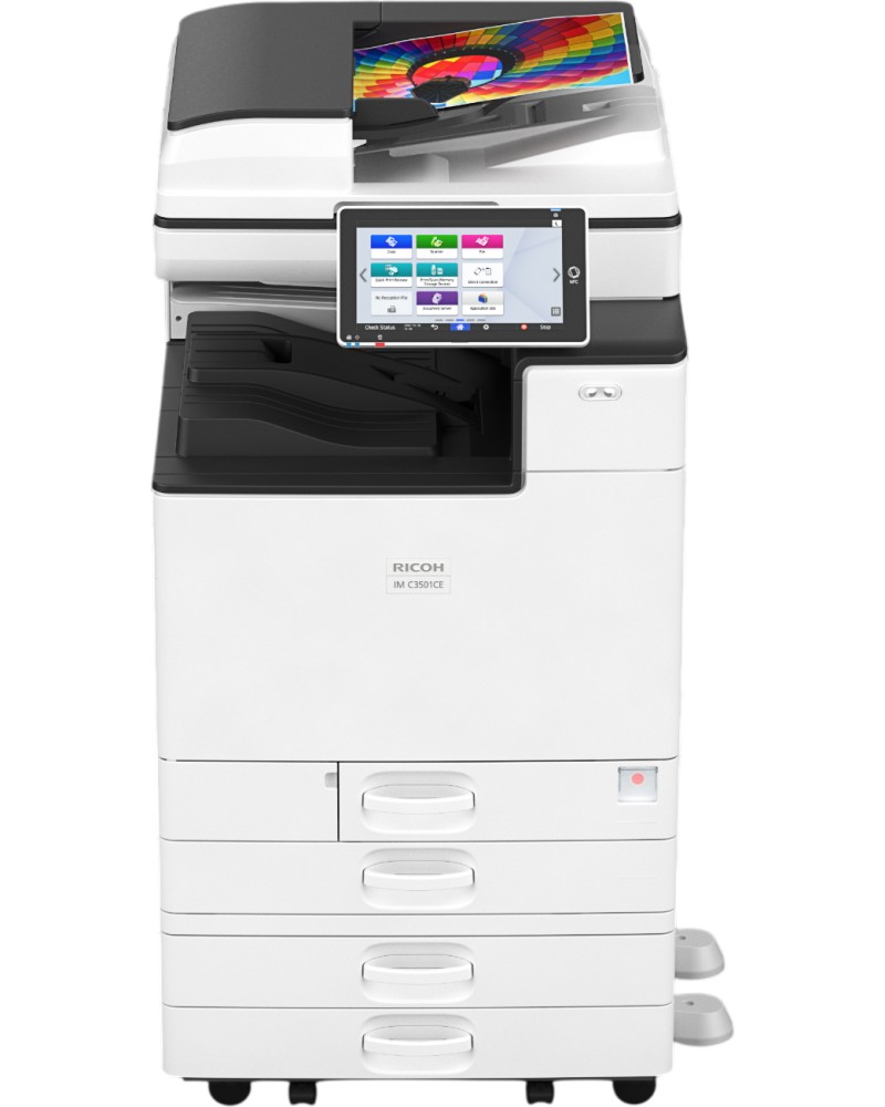 Лазерно мултифункционално устройство RICOH IM C3501CE Лазерно мултифункционално устройство RICOH IM C3501CE - Цветен принтер / копир / скенер / факс, 1200 x 1200 dpi, 35 pages/min, USB, A3, Wi-Fi -