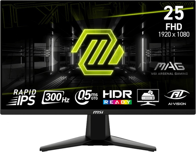 ������� MSI MAG 255XF - 24.5", Rapid IPS, 300 Hz, 16:9, 1920 x 1080, 0.5 ms, 2 x HDMI, DisplayPort, AMD FreeSync Premium - 