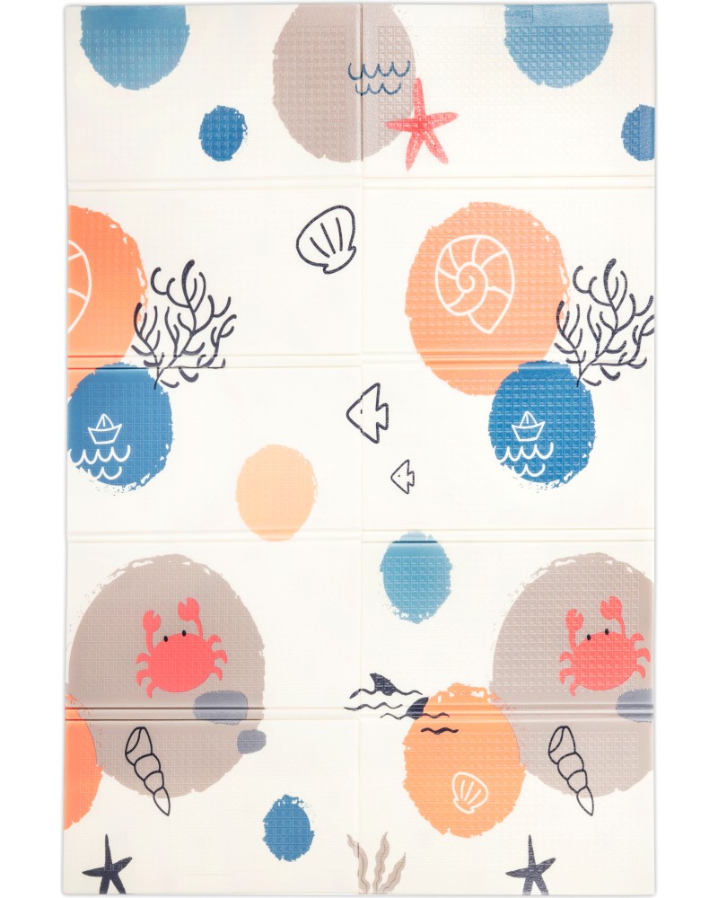 Двулицево сгъваемо килимче за игра Lorelli Ocean & Stars Двулицево сгъваемо килимче за игра Lorelli Ocean & Stars - 120 / 180 / 1 cm, с чанта за съхранение - продукт