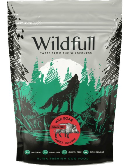 Суха храна за кучета Wildfull Adult Суха храна за кучета Wildfull Adult - 0.5 ÷ 12 kg, с месо от диво прасе, от серията Mini Size, за дребни и малки породи, в зряла възраст - храна