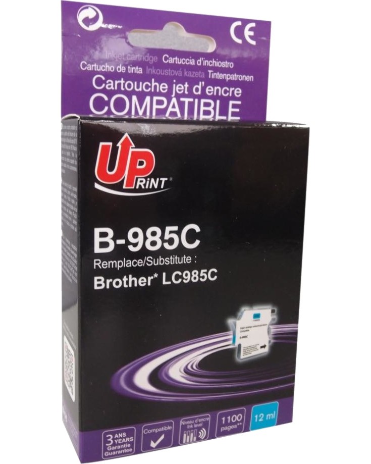 Касета с мастило за принтер UPrint B-985 Cyan Касета с мастило за принтер UPrint B-985 Cyan - 1100 страници -