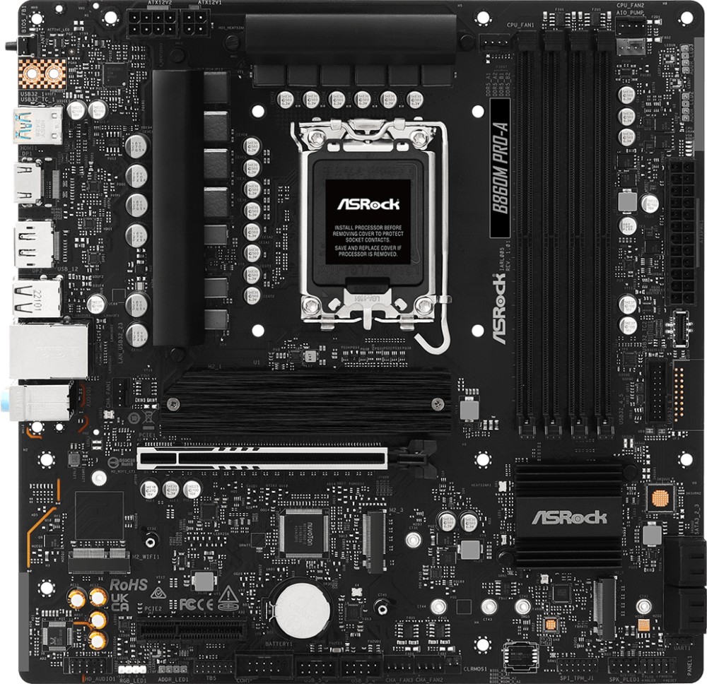 Дънна платка ASRock B860M Pro-A Дънна платка ASRock B860M Pro-A - LGA 1851, Intel B860 DDR5, Micro ATX -
