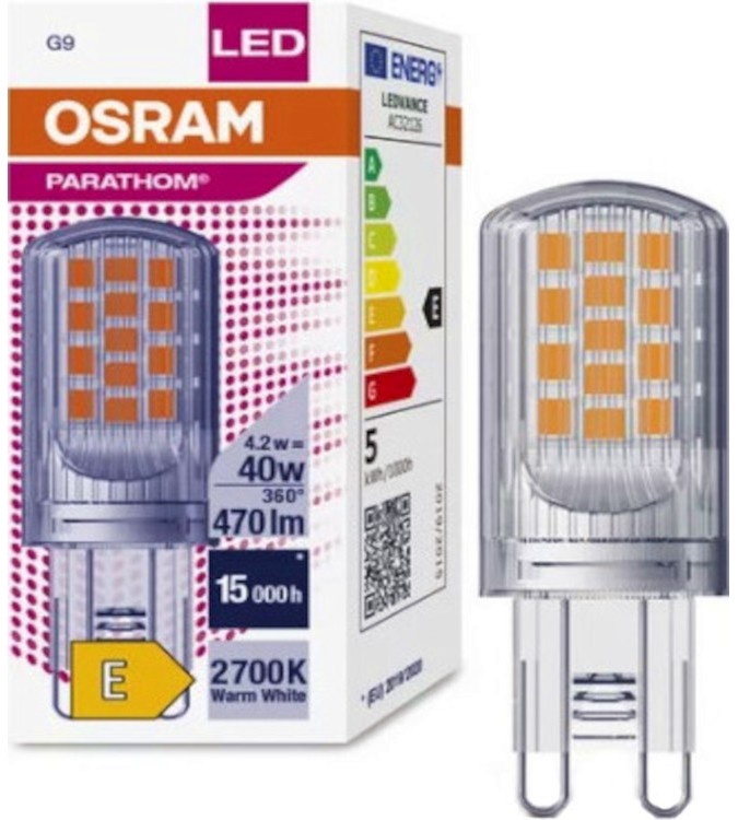 LED крушка Osram PIN CL 40 non-dim 827 G9 3.8 W 2700K LED крушка Osram PIN CL 40 non-dim 827 G9 3.8 W 2700K - 470 lm от серията Parathom -