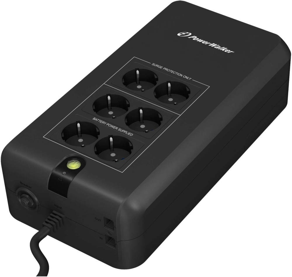 Непрекъсваемо токозахранващо устройство UPS PowerWalker VFD 800 APFC Непрекъсваемо токозахранващо устройство UPS PowerWalker VFD 800 APFC - 800 VA, 420 W, 12V / 7Ah, 6x Schuko изхода, 2x RJ-11/RJ-45 порта, OffLine -