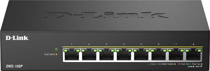 ���� D-Link DMS-108P - 8 x 10/100/1000/2500Base-T, 40 Gbps - 