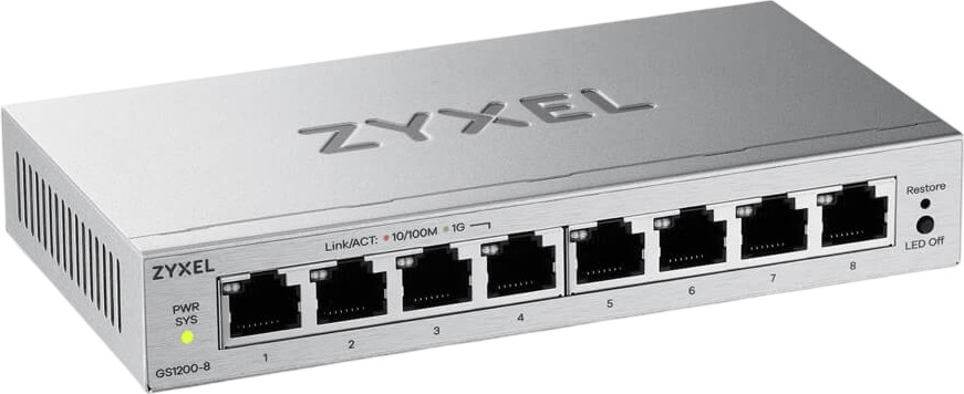 Суич ZyXEL GS1200-8v3 Суич ZyXEL GS1200-8v3 - 8 x GbE RJ45 -
