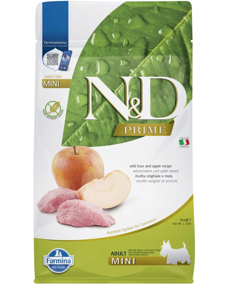 ���� ����� �� ������ N&D Adult Mini - 0.8 ÷ 7 kg, � ��������� � ������, �� ������� Prime, �� ������ ������, ��� 1 ������ - �����