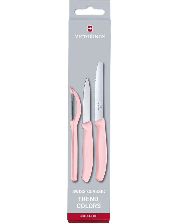 Кухненски ножове и белачка Victorinox Trend Colors Кухненски ножове и белачка Victorinox Trend Colors - 3 броя от серията Swiss Classic -