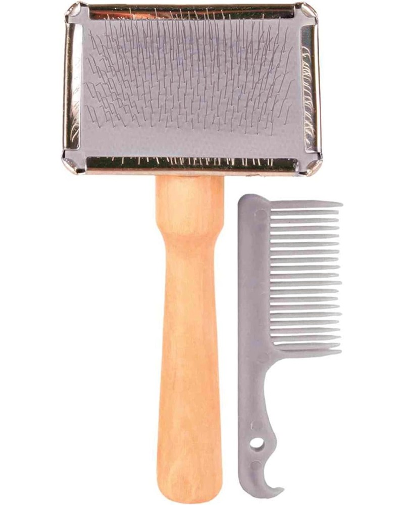 Мека четка за кучета и котки Trixie Soft Brush Мека четка за кучета и котки Trixie Soft Brush - 6 x 13 и 11 x 14 cm, с гребен за почистване на четката, за различни типове козина - четка