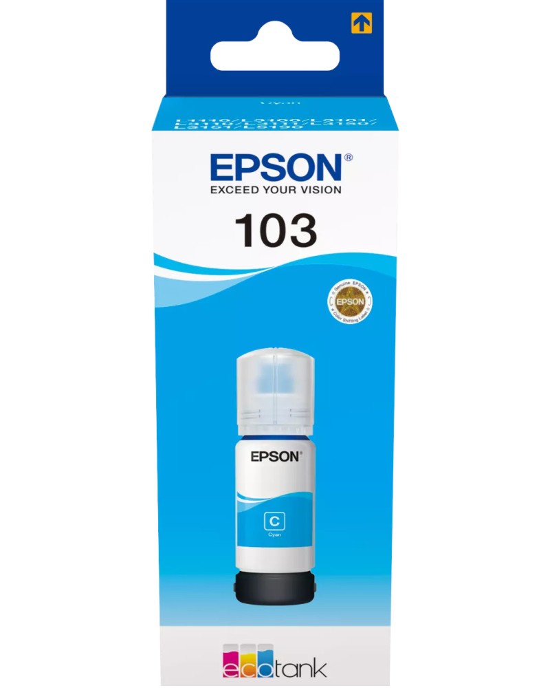 Мастило за принтер Epson 103 EcoTank Cyan Мастило за принтер Epson 103 EcoTank Cyan - 7500 страници -