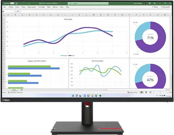  Lenovo ThinkVision T32h-30 - 31.5", IPS, 60 Hz, 16:9, 2560 x 1440, 4 ms, HDMI, DisplayPort, USB-C - 
