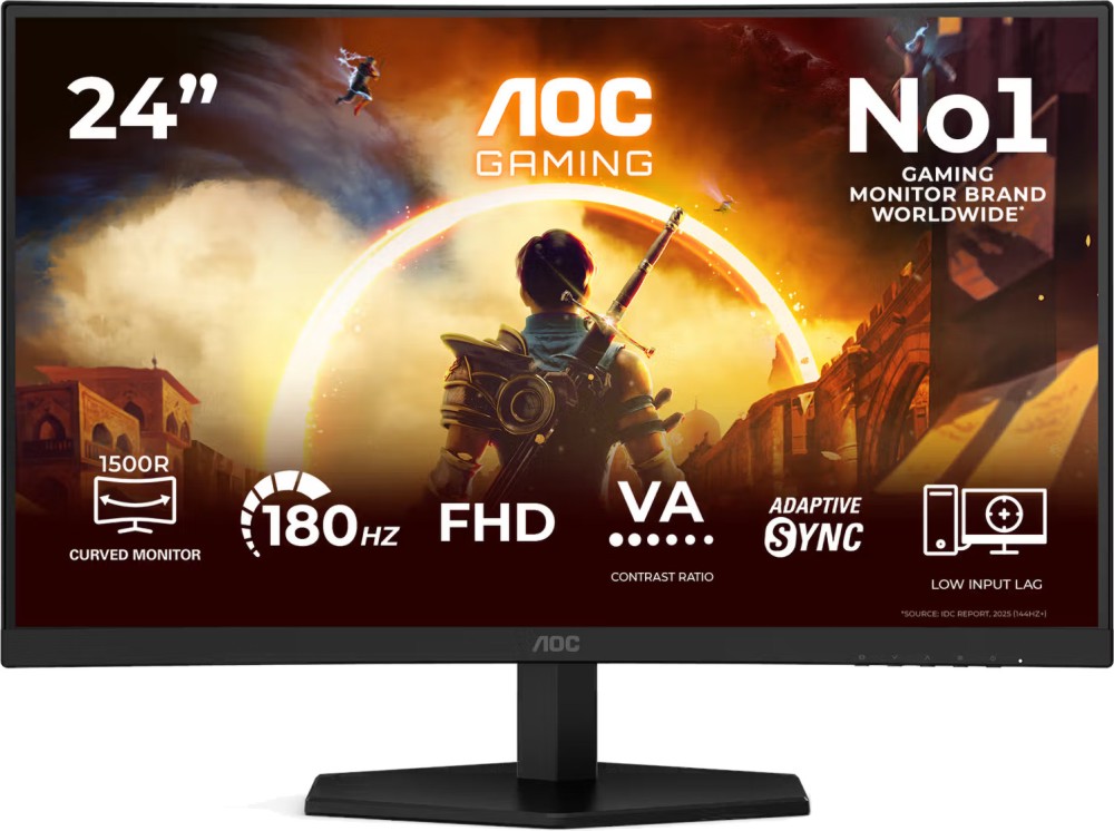 Монитор AOC C24G42FE Монитор AOC C24G42FE - 23.6", VA, 180 Hz, 16:9, 1920 x 1080, 0.5 ms, HDMI, DisplayPort -