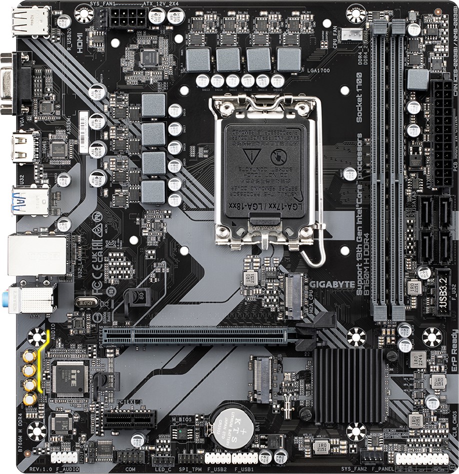 Дънна платка Gigabyte B760M H Дънна платка Gigabyte B760M H - LGA 1700, Intel B760, DDR5, Micro ATX -