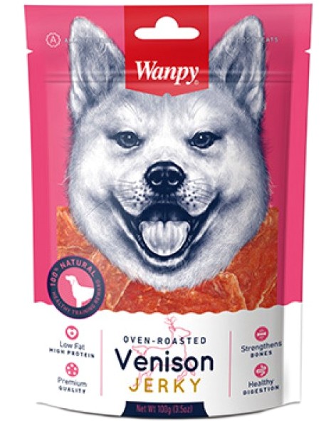 Натурални лакомства за кучета Wanpy Jerky Натурални лакомства за кучета Wanpy Jerky - 100 g, с еленско - храна