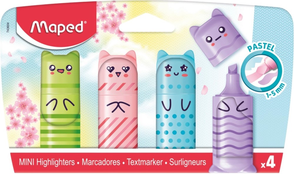 Мини текст маркери Maped Friends Pastel Мини текст маркери Maped Friends Pastel - 4 цвята -