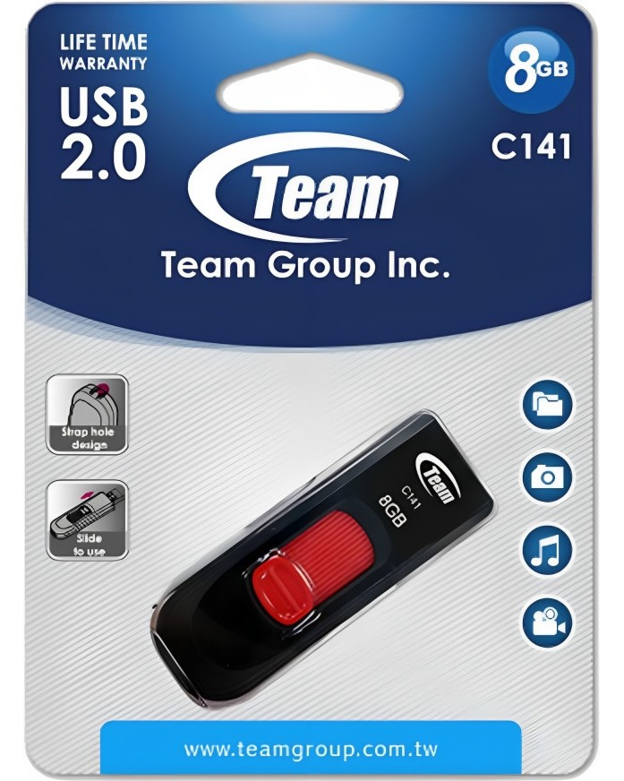 USB-А 2.0 флаш памет Team Group C141 USB-А 2.0 флаш памет Team Group C141 - 8 или 32 GB -