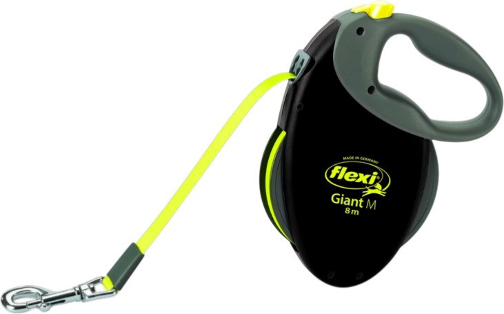 Светлоотразителен автоматичен повод с лента Flexi Giant Neon M Светлоотразителен автоматичен повод с лента Flexi Giant Neon M - 8 m, за кучета до 25 kg - продукт