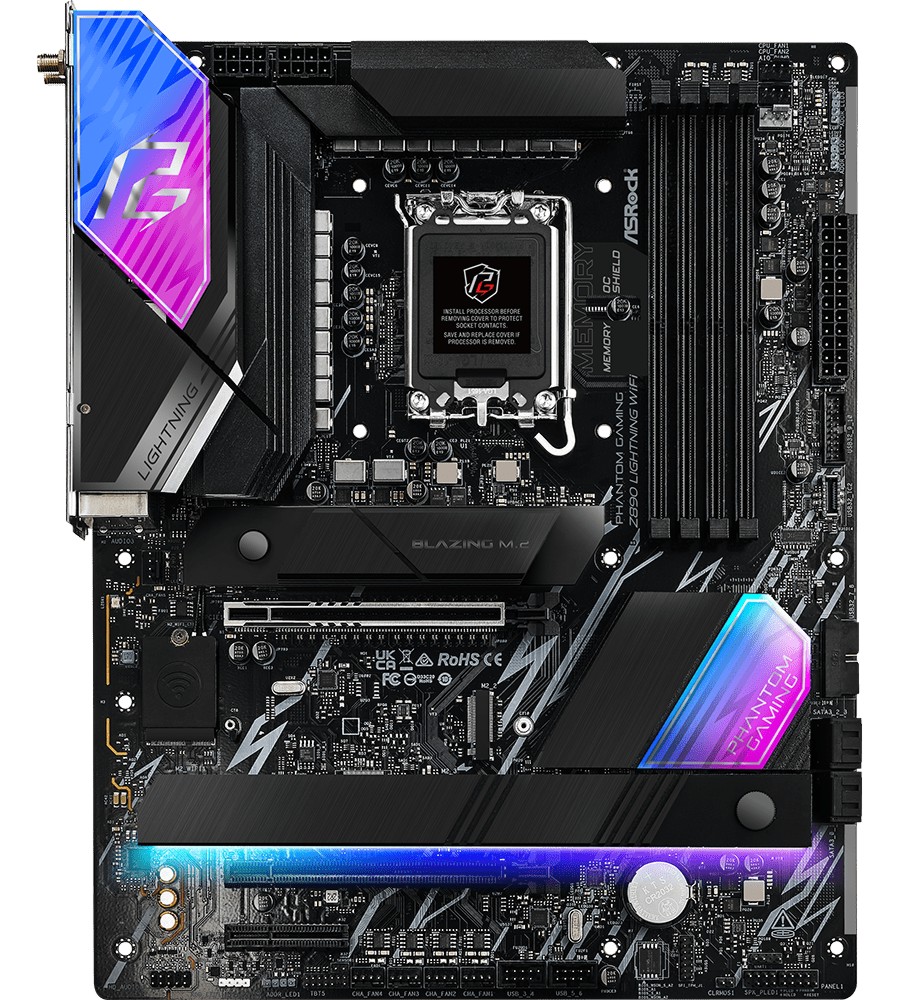 Дънна платка ASRock Z890 Lightning WIFI Дънна платка ASRock Z890 Lightning WIFI - LGA 1851, Intel Z890, DDR5, ATX -