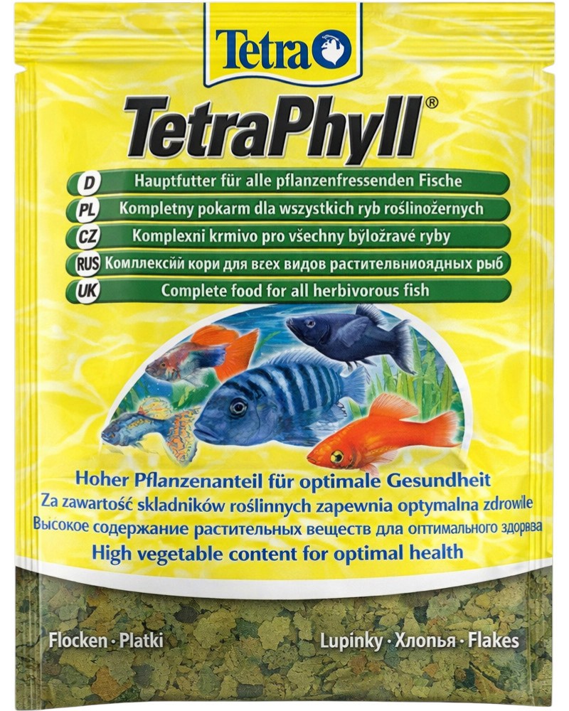 Храна за растителноядни тропически рибки Tetra Phyll Flakes Храна за растителноядни тропически рибки Tetra Phyll Flakes - 12 и 200 g - храна
