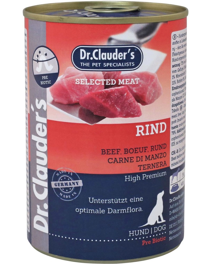Консерва за кучета Dr.Clauder's Консерва за кучета Dr.Clauder's - 400 и 800 g, с говеждо, в зряла възраст - храна
