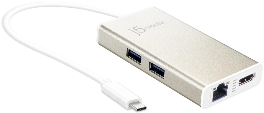 USB-C  j5create - 5  (2 x USB-A 3.0, 1 x RJ45, 1 x HDMI, 1 x USB-C PD) - 