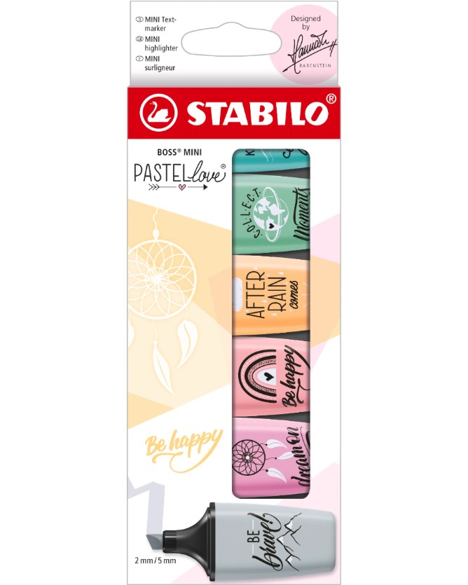Текст маркери Stabilo Boss Mini 2.0 Текст маркери Stabilo Boss Mini 2.0 - 6 цвята от серията Pastellove -