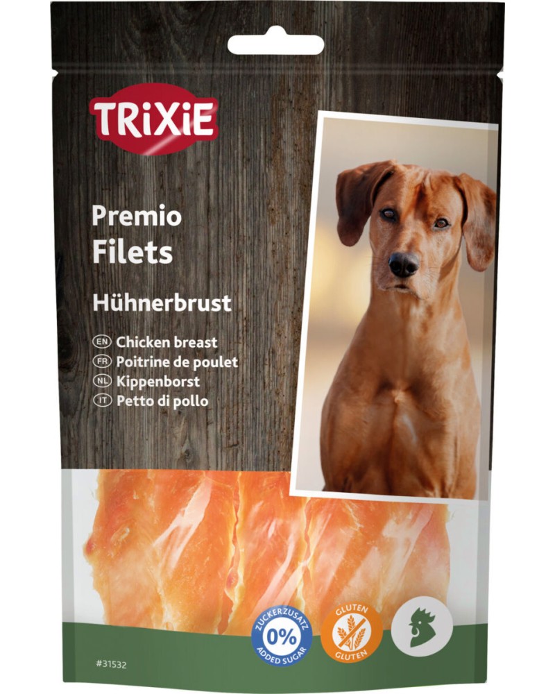 Лакомства за кучета Trixie Filets Лакомства за кучета Trixie Filets - 0.1 и 1 kg, с пилешки гърди, от серията Premio - храна