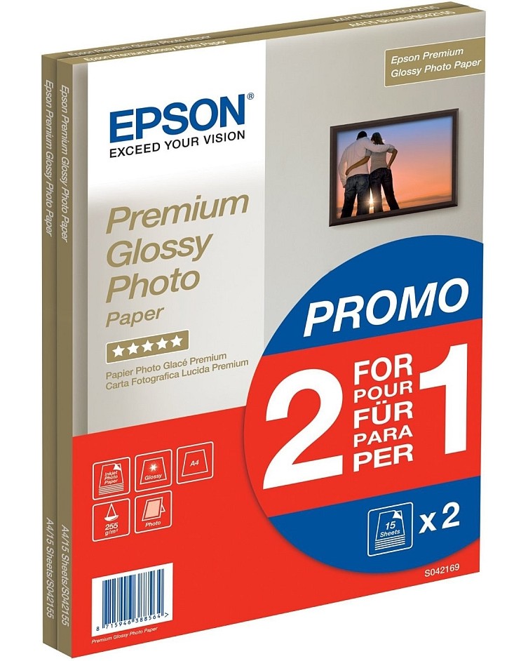 Гланцирана фотохартия A4 за мастиленоструйни устройства Epson Premium Glossy Гланцирана фотохартия A4 за мастиленоструйни устройства Epson Premium Glossy - 30 листа, 255 g/m<sup>2</sup> -