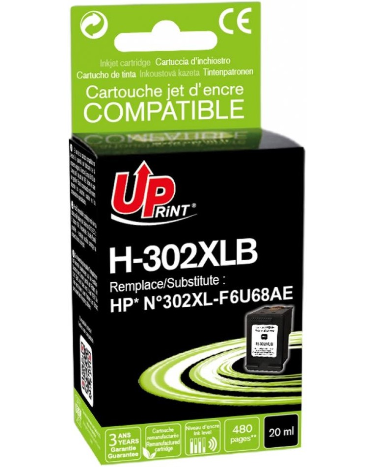 Касета с мастило за принтер UPrint H-302XL Black Касета с мастило за принтер UPrint H-302XL Black - 480 страници -