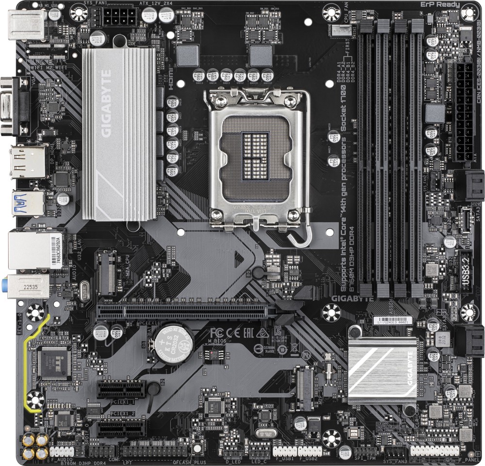 Дънна платка Gigabyte B760M D3HP Дънна платка Gigabyte B760M D3HP - LGA 1700, Intel B760, DDR4, ATX -